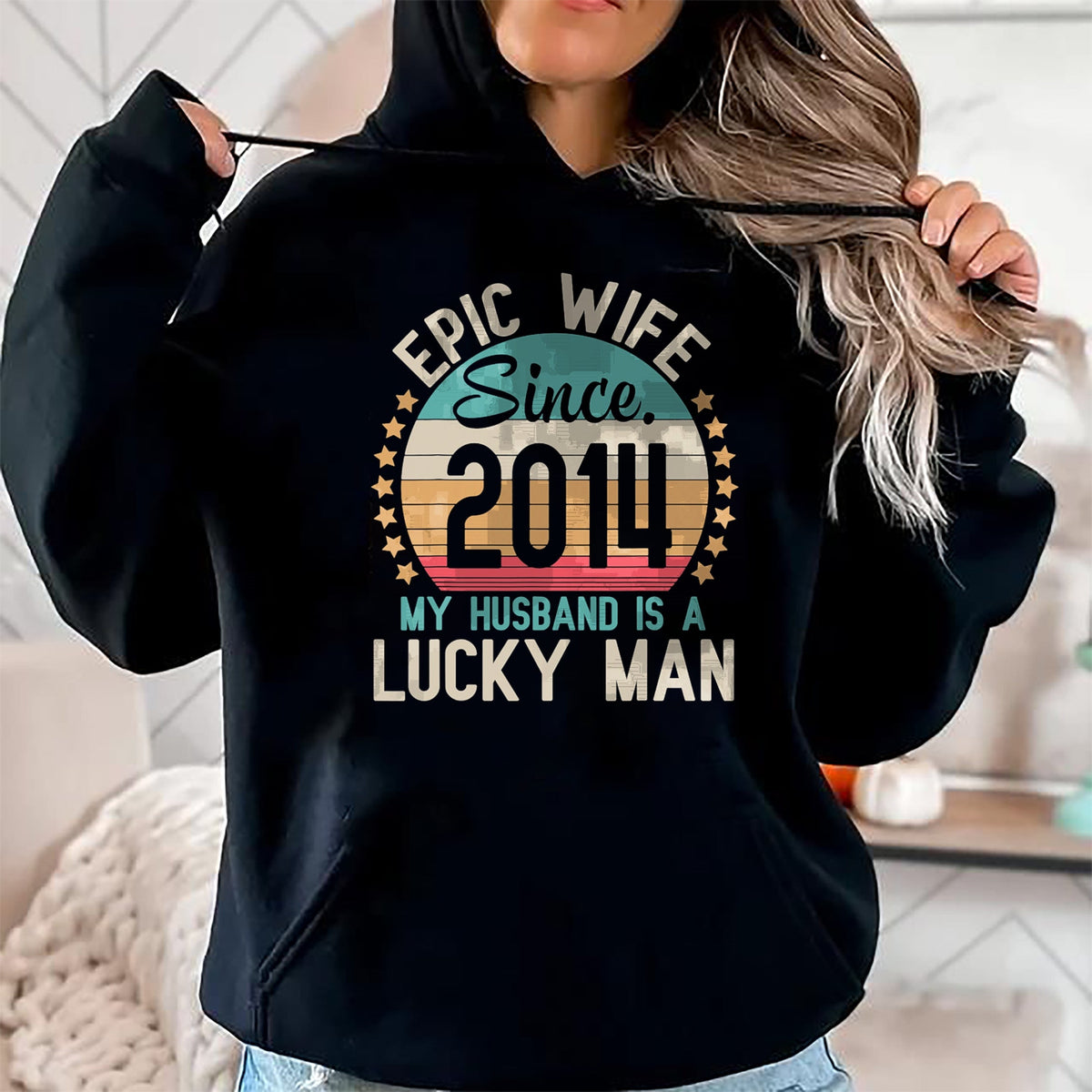 Best Wife Shirt, Wife and Husband Unisex T-Shirt/Hoodie/Sweatshirt HLT00 - Gift for wife T shirt, lucky wife   Epic Wife Since 2014 My Husband Is A Lucky Married Wedding T-Shi