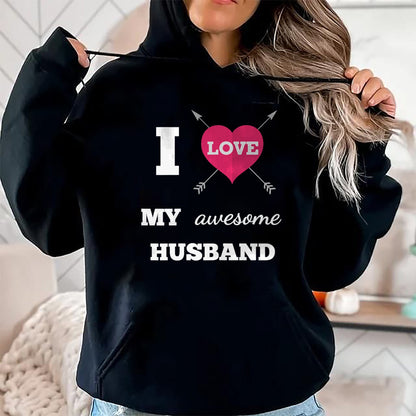 Best Wife Shirt, Wife and Husband Unisex T-Shirt/Hoodie/Sweatshirt HLT00 - I Love My Awesome Husband Shirt Heart & Arrow Cool Wife Tee T-Shirt