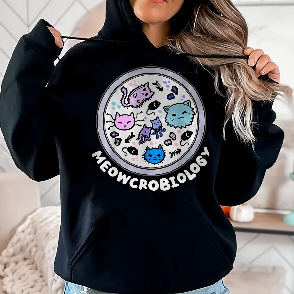Cat Love Shirt, Funny Cat Lover Gift UnisexT-Shirt/Hoodie/Sweatshirt HLT00 - Meowcrobiology Microscopic Cats Science Pet School Biology T-Shirt, Women, Grass Green, Medium