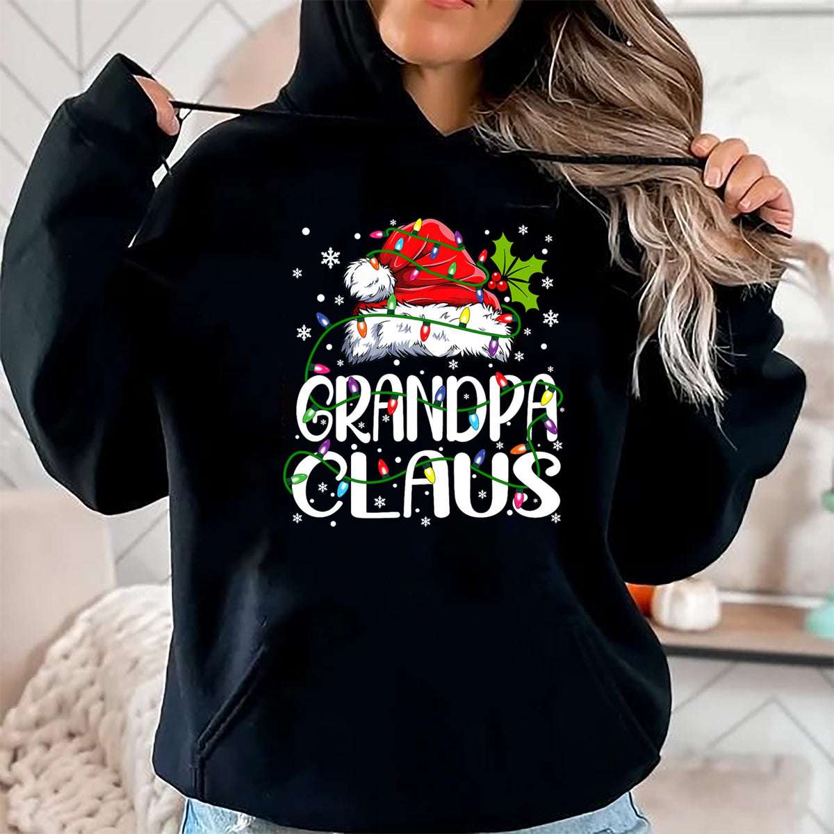 Best Grandpa Shirt, Proud Grandpa Unisex T-Shirt/Hoodie/Sweatshirt HLT00 - Grandpa Claus Shirt Christmas Lights Pajama Family Matching T-Shirt