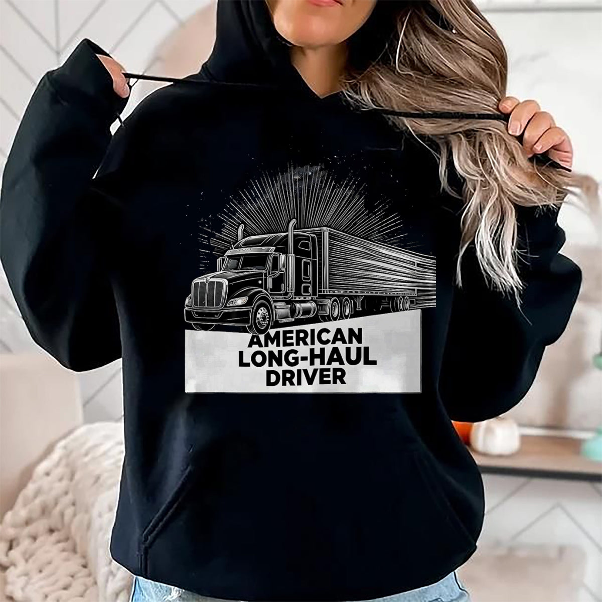 Best Truck Driver Life Shirt, Funny Trucker UnisexT-Shirt/Hoodie/Sweatshirt HLT00 - American Long-Haul Driver Patriotic Semi Truck Driver T-Shirt, Men, Heather Blue, Large