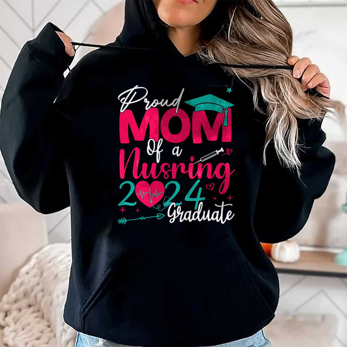 Funny Nurse Shirt, Nurse Unisex T-Shirt/Hoodie/Sweatshirt HLT00 - Proud Mom Of a 2024 Nursing Graduate Graduation Nurse T-Shirt