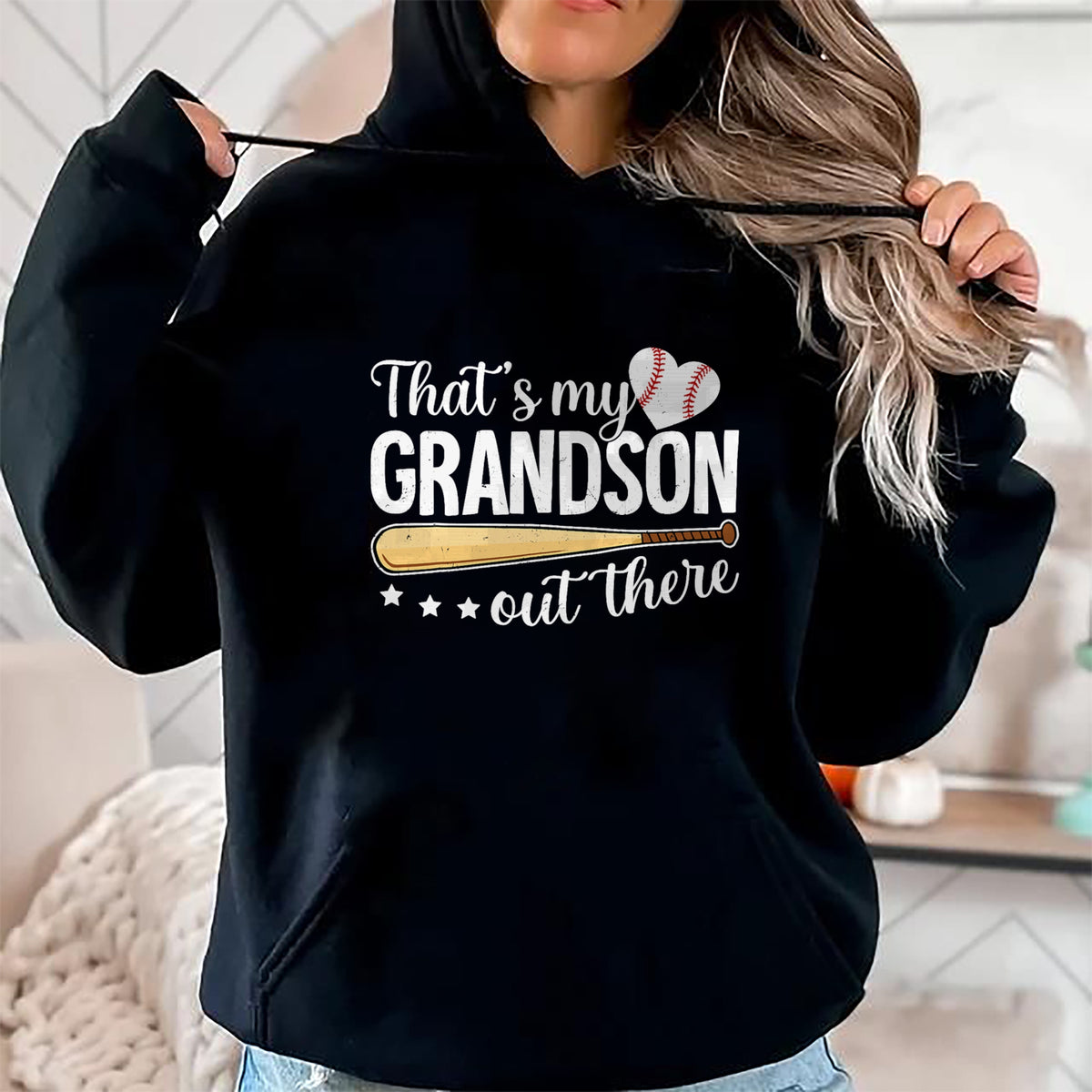 Best Grandpa Shirt, Proud Grandpa Unisex T-Shirt/Hoodie/Sweatshirt HLT00 -Baseball Grandma Funny That's My Grandson Out There Baseball T-Shirt