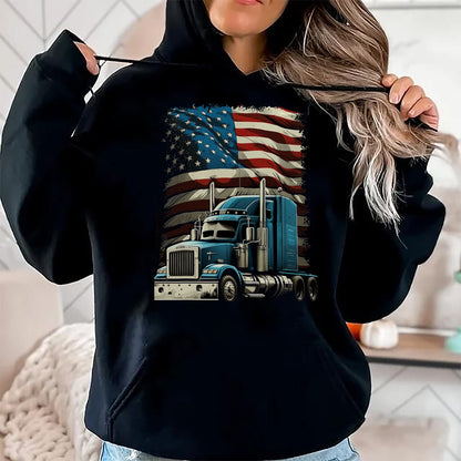 Best Truck Driver Life Shirt, Funny Trucker UnisexT-Shirt/Hoodie/Sweatshirt HLT00 - Trucker US American Flag For Patriotic Truck Driver T-Shirt
