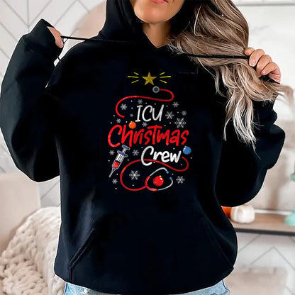 Funny Nurse Shirt, Nurse Unisex T-Shirt/Hoodie/Sweatshirt HLT00 - Nurse ICU Christmas Crew Nursing Christmas lights T-Shirt
