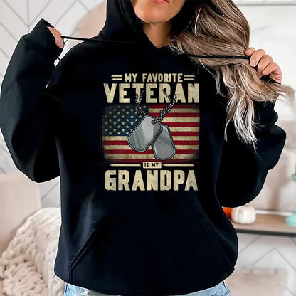 Best Grandpa Shirt, Proud Grandpa Unisex T-Shirt/Hoodie/Sweatshirt HLT00 - Father's Day Veteran Day My Favorite Veteran Is My Grandpa T-Shirt