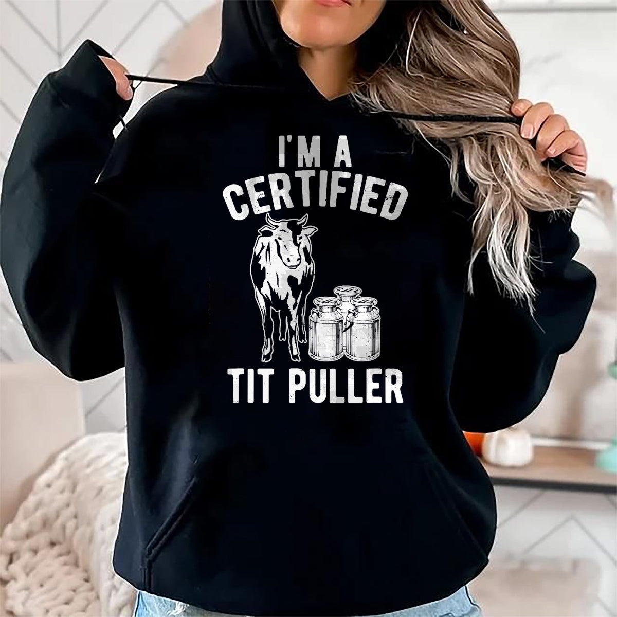 Best Farmer Life Shirt, Funny Farmer UnisexT-Shirt/Hoodie/Sweatshirt HLT00 - I'm A Certified Tit Puller Funny Dairy Cow Farmer Gift T-Shirt