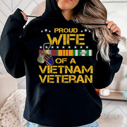 Proud Veteran Shirt, Funny Veteran UnisexT-Shirt/Hoodie/Sweatshirt HLT00 - Proud Wife of A Vietnam Veteran My Husband is A Hero T-Shirt T-Shirt