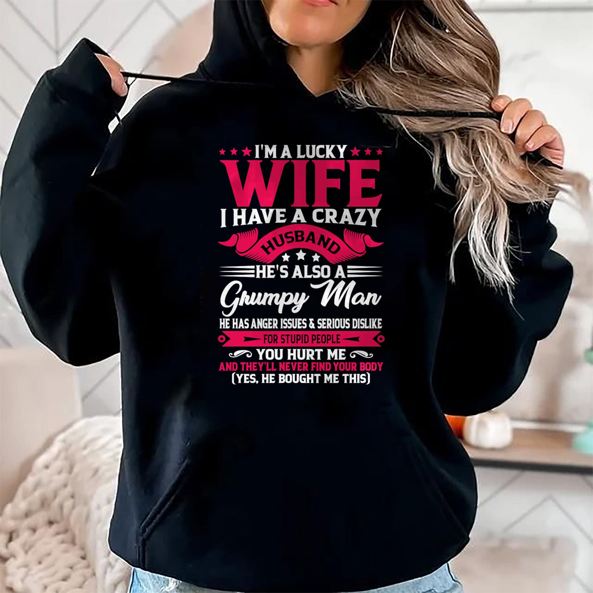 Best Wife Shirt, Wife and Husband Unisex T-Shirt/Hoodie/Sweatshirt HLT00 - Gift for wife T shirt, lucky wife   I'm A Lucky Wife I have A Husband Funny Family Humor Wife Pullov