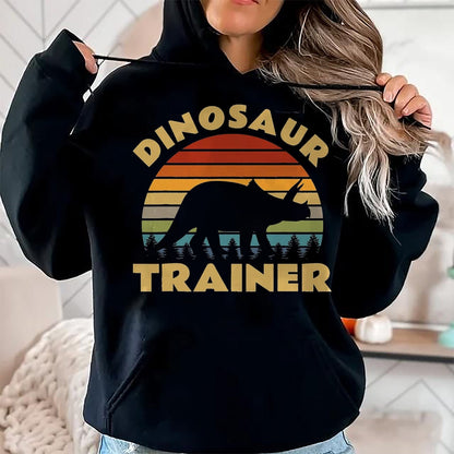 Best Dinosaur Lover Shirt, Funny Dinosaur UnisexT-Shirt/Hoodie/Sweatshirt HLT00 - Dinosaur Trainer Halloween Costume Retro Sunset Dino Outline T-Shirt, Men, Black, 3X-Large