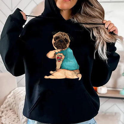 Dog Love Shirt, Dog Lover Gift T-Shirt/Hoodie/Sweatshirt HLT00 - Father_s Day gift funny dog Pug i love Dad tattoo T-Shirt