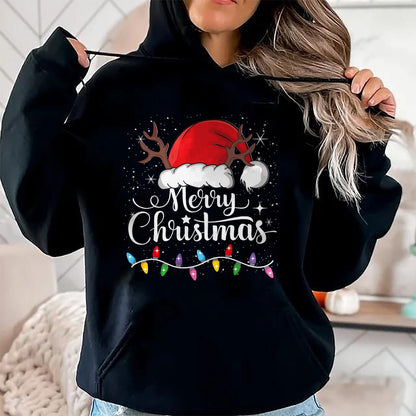 Christmas Shirts for Family, Funny christmas shirts, Christmas Unisex T-Shirt/Hoodie/Sweatshirt HLT00 - Merry Christmas Red Santa Hat Reindeer Xmas Family Men Women T-Shirt