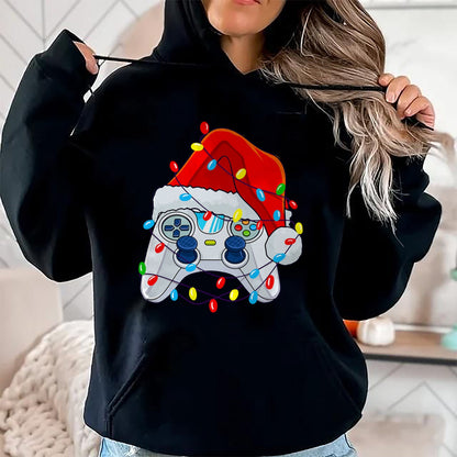 Christmas Shirts for Family, Funny christmas shirts, Christmas Unisex T-Shirt/Hoodie/Sweatshirt HLT00 - Video Game Controller Christmas Santa Hat Gamer Boys T-Shirt