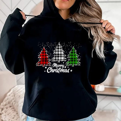Christmas Shirts for Family, Funny christmas shirts, Christmas Unisex T-Shirt/Hoodie/Sweatshirt HLT00 - Merry Christmas Tree Xmas Buffalo Plaid Red White Green T-Shirt