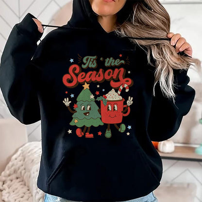 Christmas Shirts for Family, Funny christmas shirts, Christmas Unisex T-Shirt/Hoodie/Sweatshirt HLT00 - Vintage Christmas Tis The Season Christmas Tree Coffee Latte T-Shirt