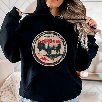 Native American T-Shirts, Vintage Native American Unisex T-Shirt/Hoodie/Sweatshirt HLT00 - American Flag - Cherokee Native American Indian Born Freedom Wild Buffalo T-Shirt (1)