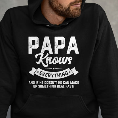 Best Grandpa Shirt, Proud Grandpa Unisex T-Shirt/Hoodie/Sweatshirt HLT00 - Papa Knows Everything 60th Gift Funny Father's Day T-Shirt