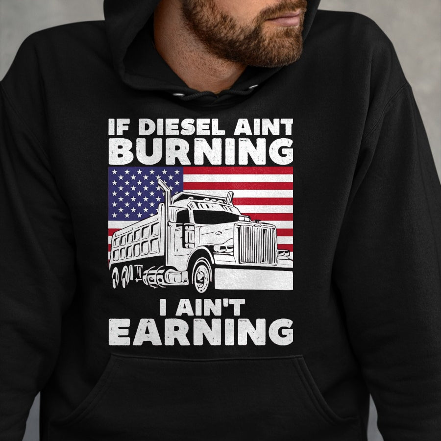 Best Truck Driver Life Shirt, Funny Trucker UnisexT-Shirt/Hoodie/Sweatshirt HLT00 - If Diesel Ain't Burning I Aint Earning Truck Driver Patriot T-Shirt, Men's Big and Tall, Dark Heathe