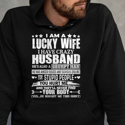 Best Wife Shirt, Wife and Husband Unisex T-Shirt/Hoodie/Sweatshirt HLT00 - Gift for wife T shirt, lucky wife   I Am A Lucky Wife shirt Funny wife husband present T-Shirt