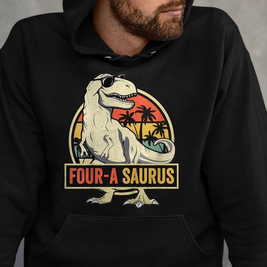 Best Dinosaur Lover Shirt, Funny Dinosaur UnisexT-Shirt/Hoodie/Sweatshirt HLT00 - Four a Saurus Birthday T Rex 4 Year Old Dino 4th Dinosaur T-Shirt