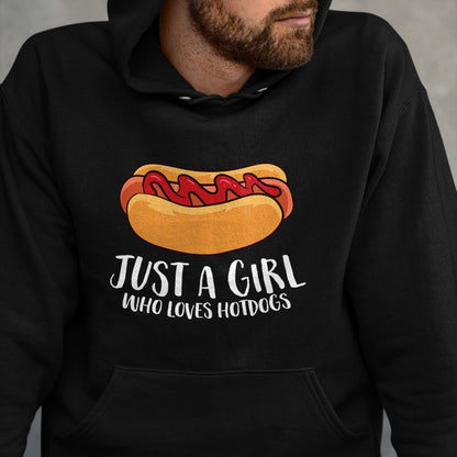Dog Love Shirt, Dog Lover Gift T-Shirt/Hoodie/Sweatshirt HLT00 - Just a Girl Who Loves Hotdogs T-Shirt