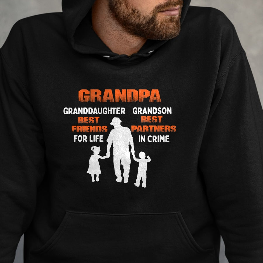 Best Grandpa Shirt, Proud Grandpa Unisex T-Shirt/Hoodie/Sweatshirt HLT00 - Grandpa Granddaughter Best Friends Grandson Best Partners T-Shirt (1)