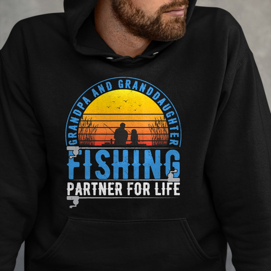 Best Grandpa Shirt, Proud Grandpa Unisex T-Shirt/Hoodie/Sweatshirt HLT00 - Grandpa And Granddaughter Fishing Buddies For Life Vintage T-Shirt