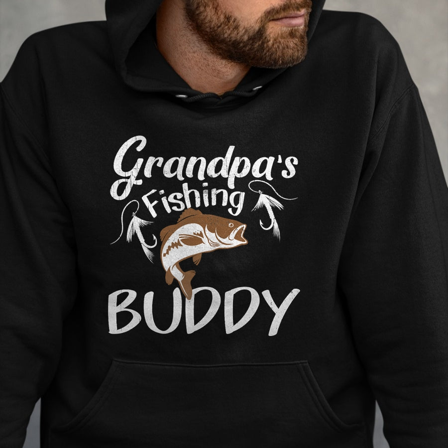 Best Grandpa Shirt, Proud Grandpa Unisex T-Shirt/Hoodie/Sweatshirt HLT00 - Grandpa's Fishing Buddy Grandson Granddaughter T-Shirt