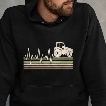 Best Farmer Life Shirt, Funny Farmer UnisexT-Shirt/Hoodie/Sweatshirt HLT00 - Vintage Tractor Heartbeat Farmer Farming Men T-Shirt, Men, Black, 3X-Large