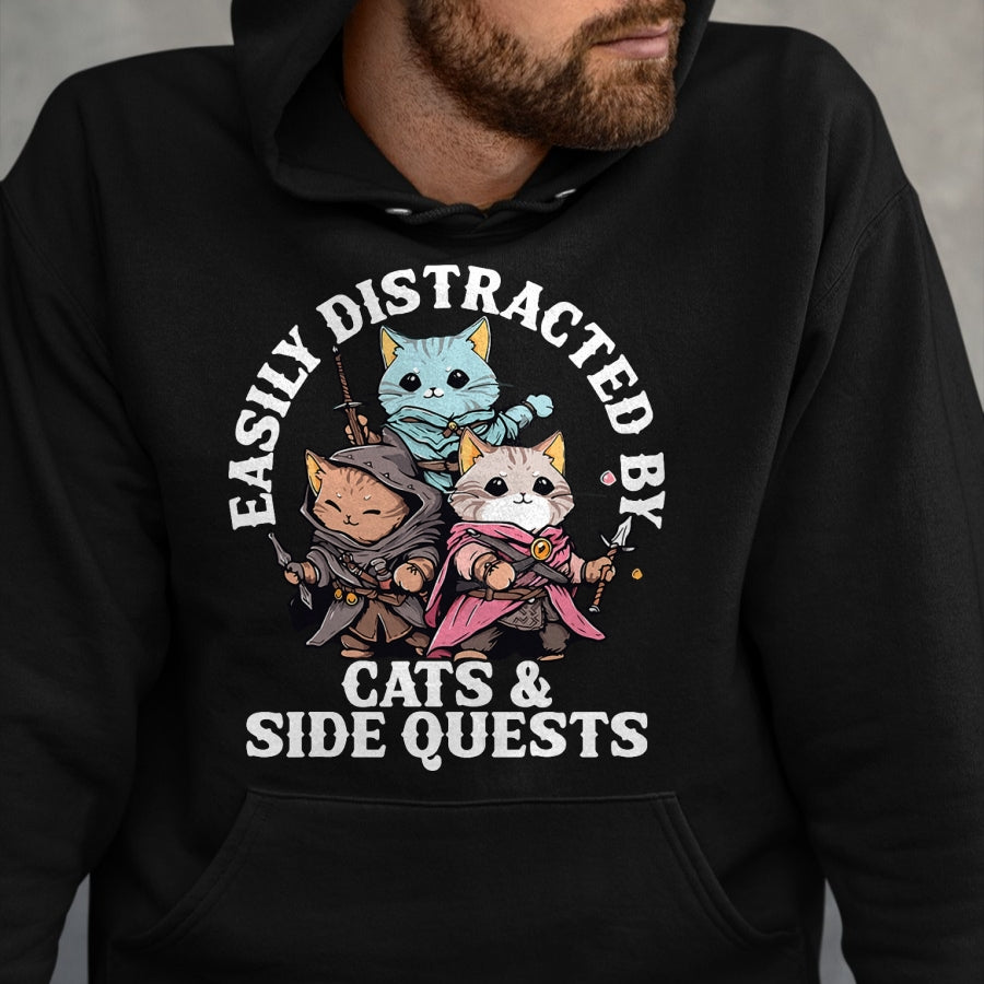 Cat Love Shirt, Funny Cat Lover Gift UnisexT-Shirt/Hoodie/Sweatshirt HLT00 - Cats Side Quest Distracted Tabletop Funny Men Women Kids Dad T-Shirt