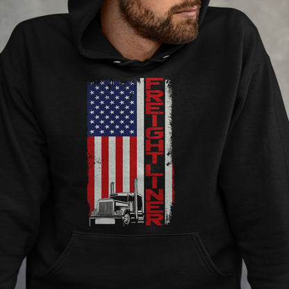 Best Truck Driver Life Shirt, Funny Trucker UnisexT-Shirt/Hoodie/Sweatshirt HLT00 - Trucker Truck Driver Halloween Pun Vintage USA American Flag T-Shirt (1)