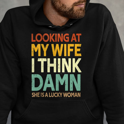 Best Wife Shirt, Wife and Husband Unisex T-Shirt/Hoodie/Sweatshirt HLT00 - Gift for wife T shirt, lucky wife   My Wife Is A Lucky Woman Husband Wife Themed Present Tank Top (1)