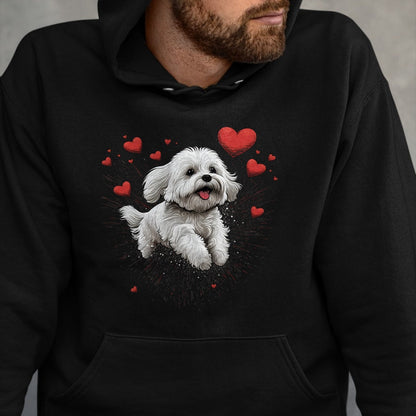 Dog Love Shirt, Dog Lover Gift T-Shirt/Hoodie/Sweatshirt HLT00 - Maltese dog Love Heart for Valentines Day Maltese dog Lover T-Shirt