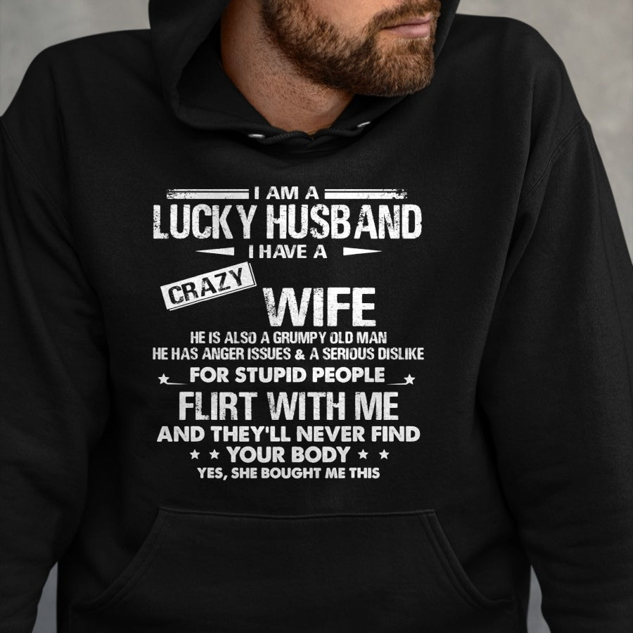 Best Wife Shirt, Wife and Husband Unisex T-Shirt/Hoodie/Sweatshirt HLT00 - Gift for wife T shirt, lucky wife   I am a lucky wife I have a crazy husband Funny gift for wife T-S