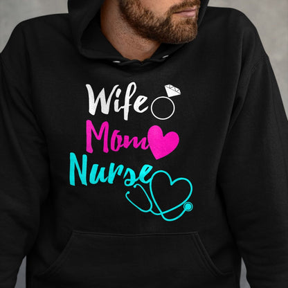 Funny Nurse Shirt, Nurse Unisex T-Shirt/Hoodie/Sweatshirt HLT00 - Womens Wife Mom Nurse Womens RN LPN Mothers Day Gift For Nurses V-Neck T-Shirt