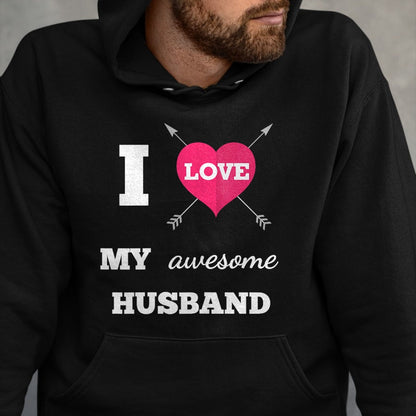 Best Wife Shirt, Wife and Husband Unisex T-Shirt/Hoodie/Sweatshirt HLT00 - I Love My Awesome Husband Shirt Heart & Arrow Cool Wife Tee T-Shirt