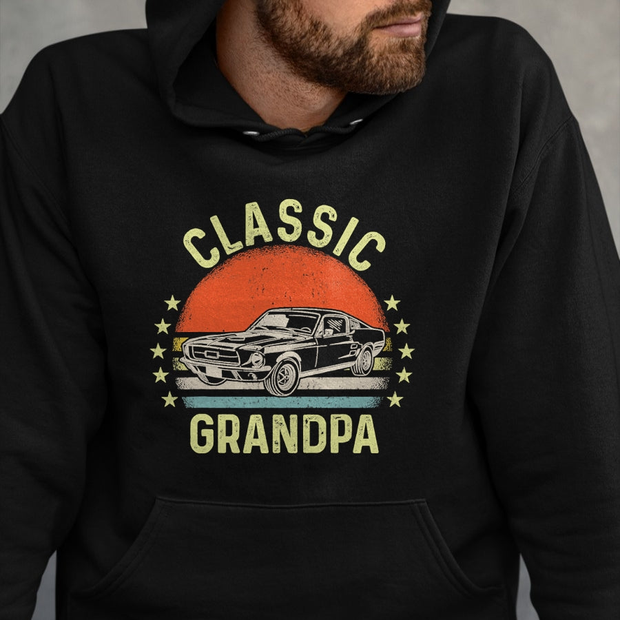 Best Grandpa Shirt, Proud Grandpa Unisex T-Shirt/Hoodie/Sweatshirt HLT00 - Funny Grandpa Classic Car Graphic Vintage Retro T-Shirt