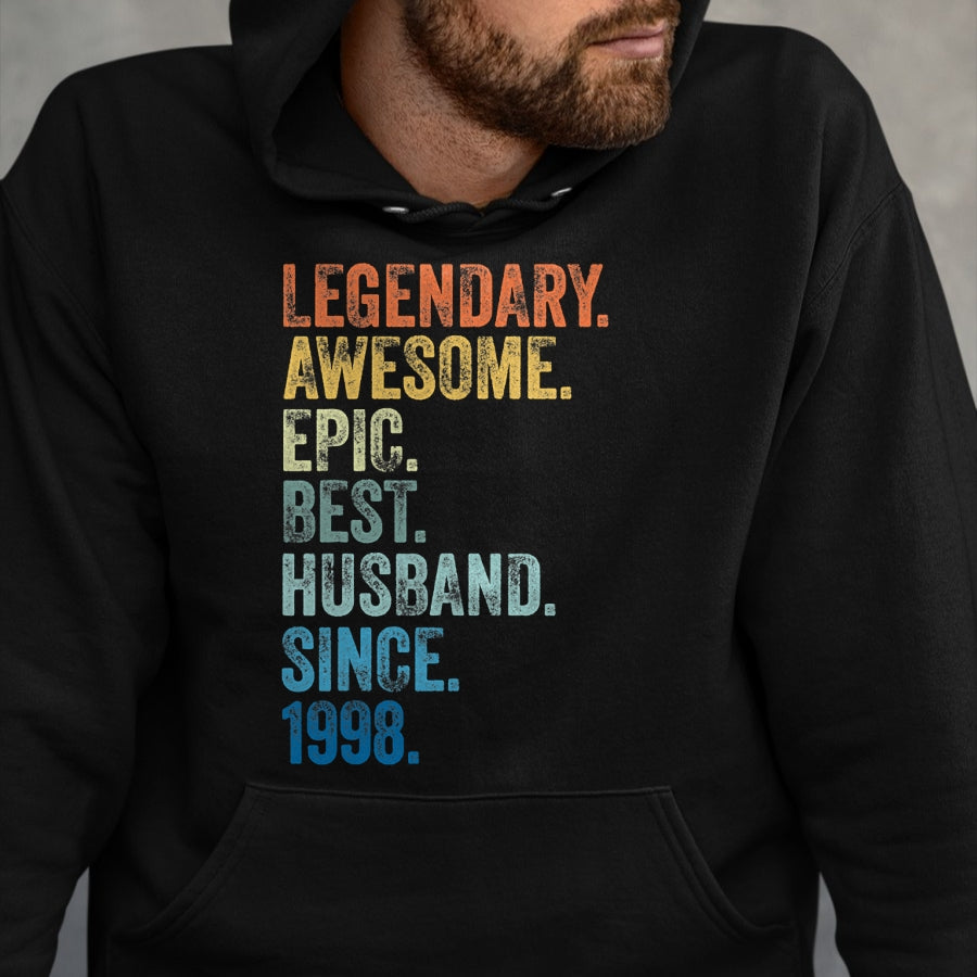 Best Wife Shirt, Wife and Husband Unisex T-Shirt/Hoodie/Sweatshirt HLT00 - Mens Legendary Awesome Epic Best Husband Since 1998 T-Shirt