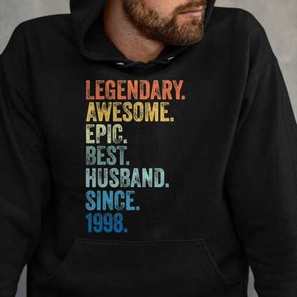 Best Wife Shirt, Wife and Husband Unisex T-Shirt/Hoodie/Sweatshirt HLT00 - Mens Legendary Awesome Epic Best Husband Since 1998 T-Shirt