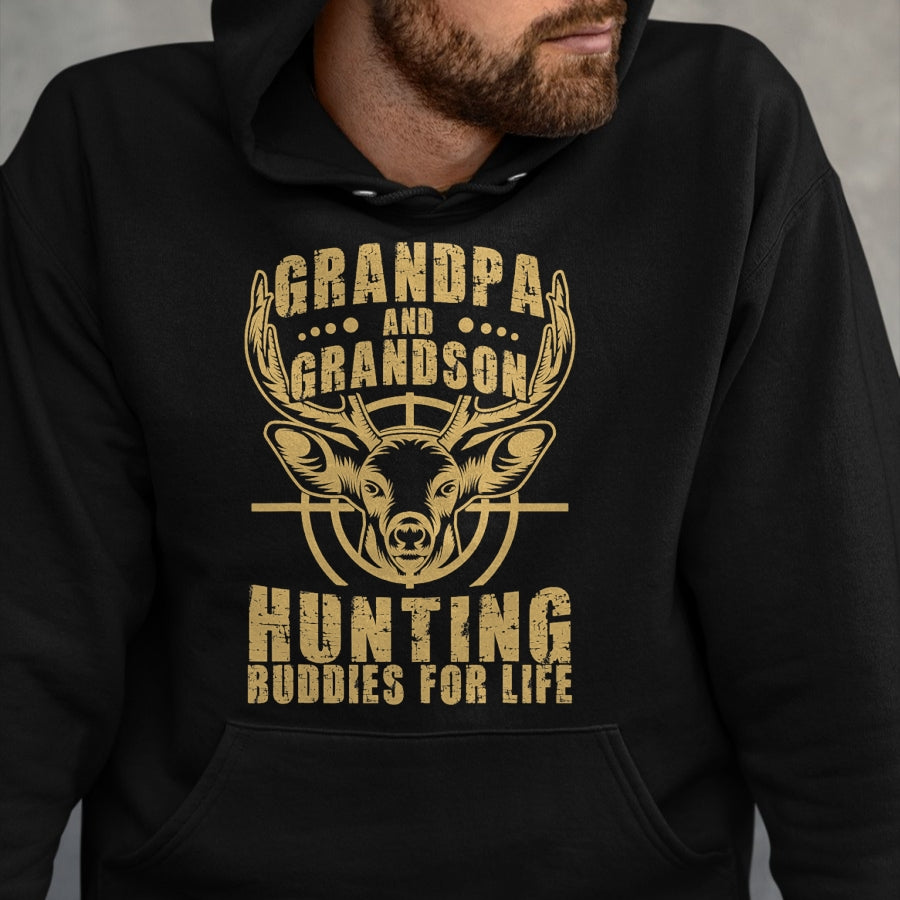Best Grandpa Shirt, Proud Grandpa Unisex T-Shirt/Hoodie/Sweatshirt HLT00 - Hunting Buddy Grandpa And Grandson Hunting Buddies T-Shirt
