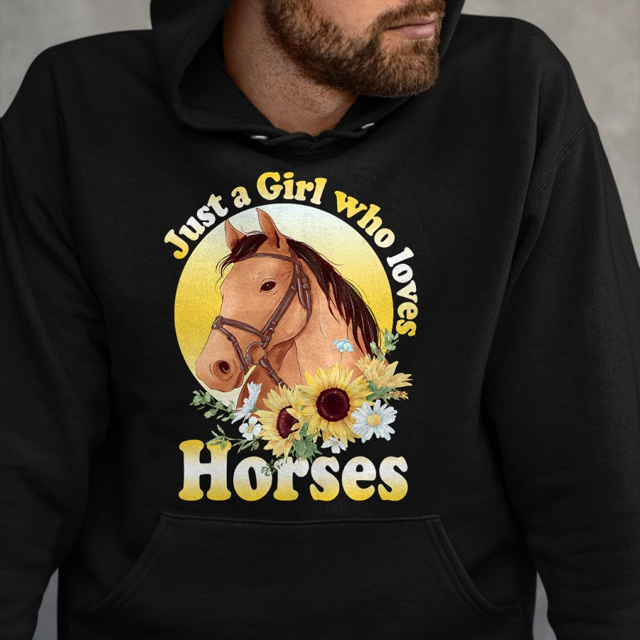 Best Farmer Life Shirt, Funny Farmer UnisexT-Shirt/Hoodie/Sweatshirt HLT00 - Just A Girl Who Loves Horses - Riding Girls T-Shirt Small
