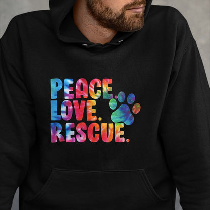 Dog Love Shirt, Dog Lover Gift T-Shirt/Hoodie/Sweatshirt HLT00 - Peace Love Rescue Dog Lover Parent Adopted Tie Dye T-Shirt