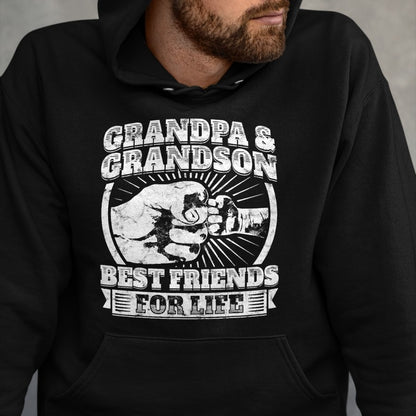 Best Grandpa Shirt, Proud Grandpa Unisex T-Shirt/Hoodie/Sweatshirt HLT00 - Grandpa And Grandson Gift Family Shirt Grandad Fist Bump Tee T-Shirt