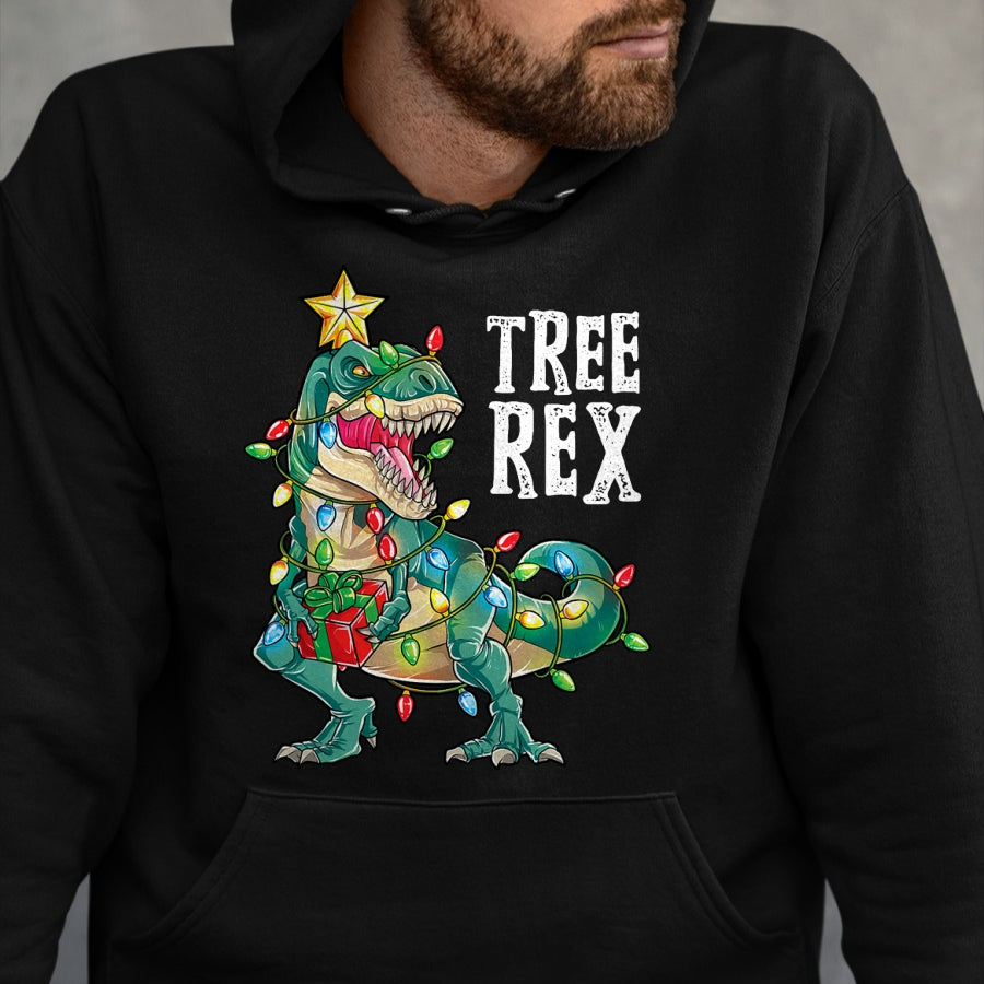 Best Dinosaur Lover Shirt, Funny Dinosaur UnisexT-Shirt/Hoodie/Sweatshirt HLT00 - Dinosaur Christmas Tree Rex Pajamas Men Boys Xmas Lights T-Shirt Small