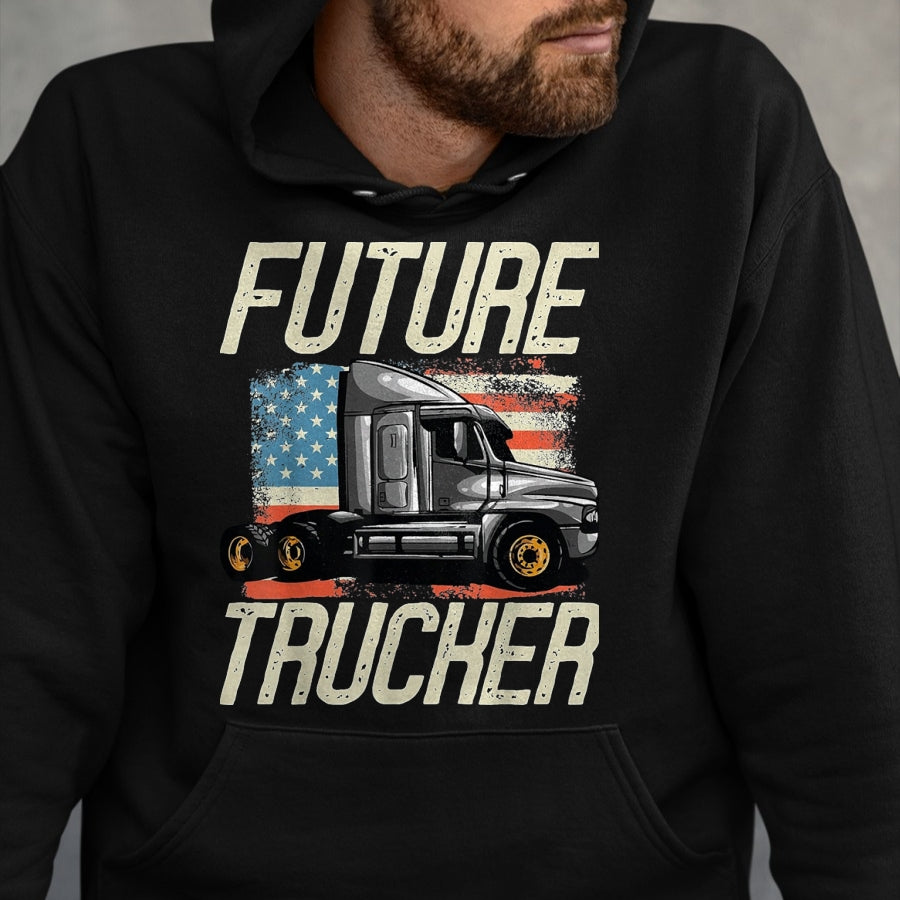 Best Truck Driver Life Shirt, Funny Trucker UnisexT-Shirt/Hoodie/Sweatshirt HLT00 - Future Trucker Truck Driver Semi Kids Son Daughter Clothing T-Shirt, Youth, Red, Small