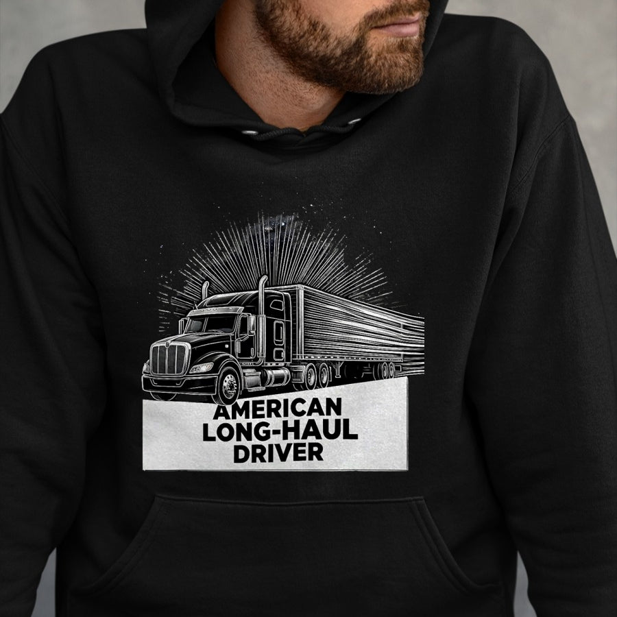 Best Truck Driver Life Shirt, Funny Trucker UnisexT-Shirt/Hoodie/Sweatshirt HLT00 - American Long-Haul Driver Patriotic Semi Truck Driver T-Shirt, Men, Heather Blue, Large