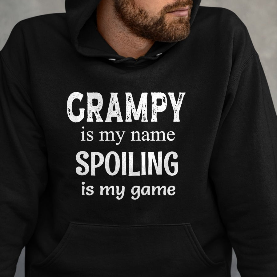 Best Grandpa Shirt, Proud Grandpa Unisex T-Shirt/Hoodie/Sweatshirt HLT00 - Grampy Is My Name Spoiling Is My Game Grandfather Grandpa T-Shirt