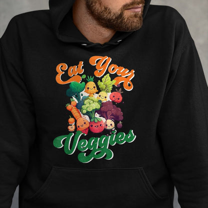 Best Farmer Life Shirt, Funny Farmer UnisexT-Shirt/Hoodie/Sweatshirt HLT00 - Eat Your Cute Veggies Kawaii Toddler Vegan Farmer Vegetable T-Shirt, Youth, White, Small