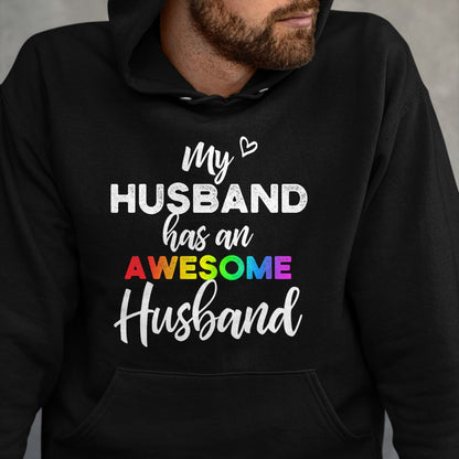 Best Wife Shirt, Wife and Husband Unisex T-Shirt/Hoodie/Sweatshirt HLT00 - My husband has an awesome husband - LGBT Gay Wedding T-Shirt (1)