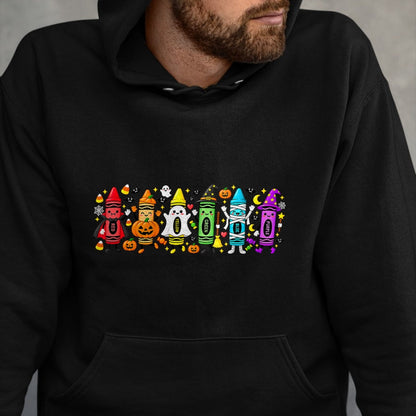 Best Teacher Shirt, Funny Teacher UnisexT-Shirt/Hoodie/Sweatshirt HLT00 - Halloween Crayons Teacher Spooky Teacher T-Shirt